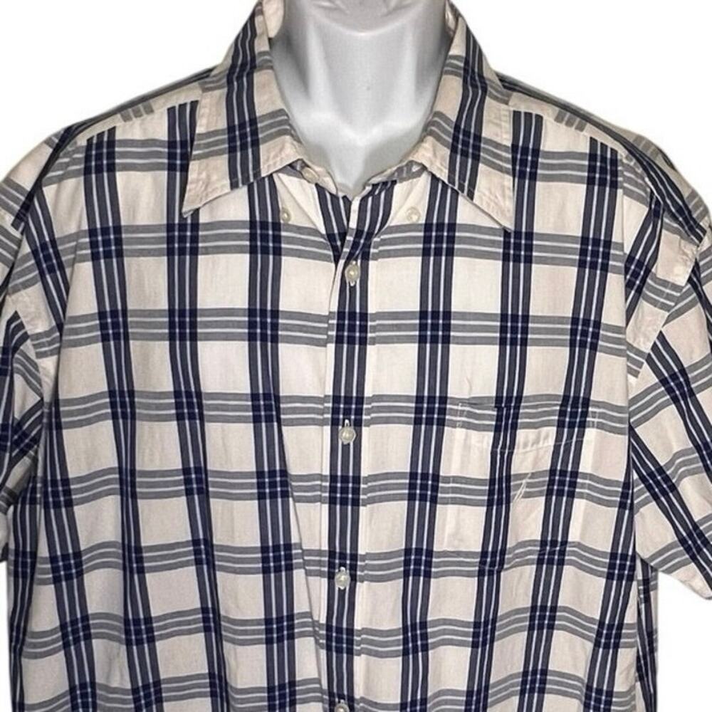 Nautica Mens Short Sleeve Blue Plaid Nautical Sailboat Preppy Shirt‎ XXL